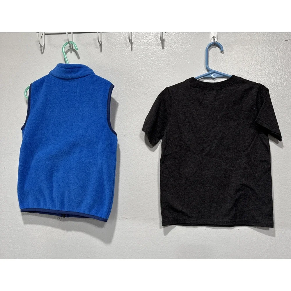 Lot of 2 Amazon Essential Full Zip Fleece Vest & Garanimals Tee Boys Size 4T